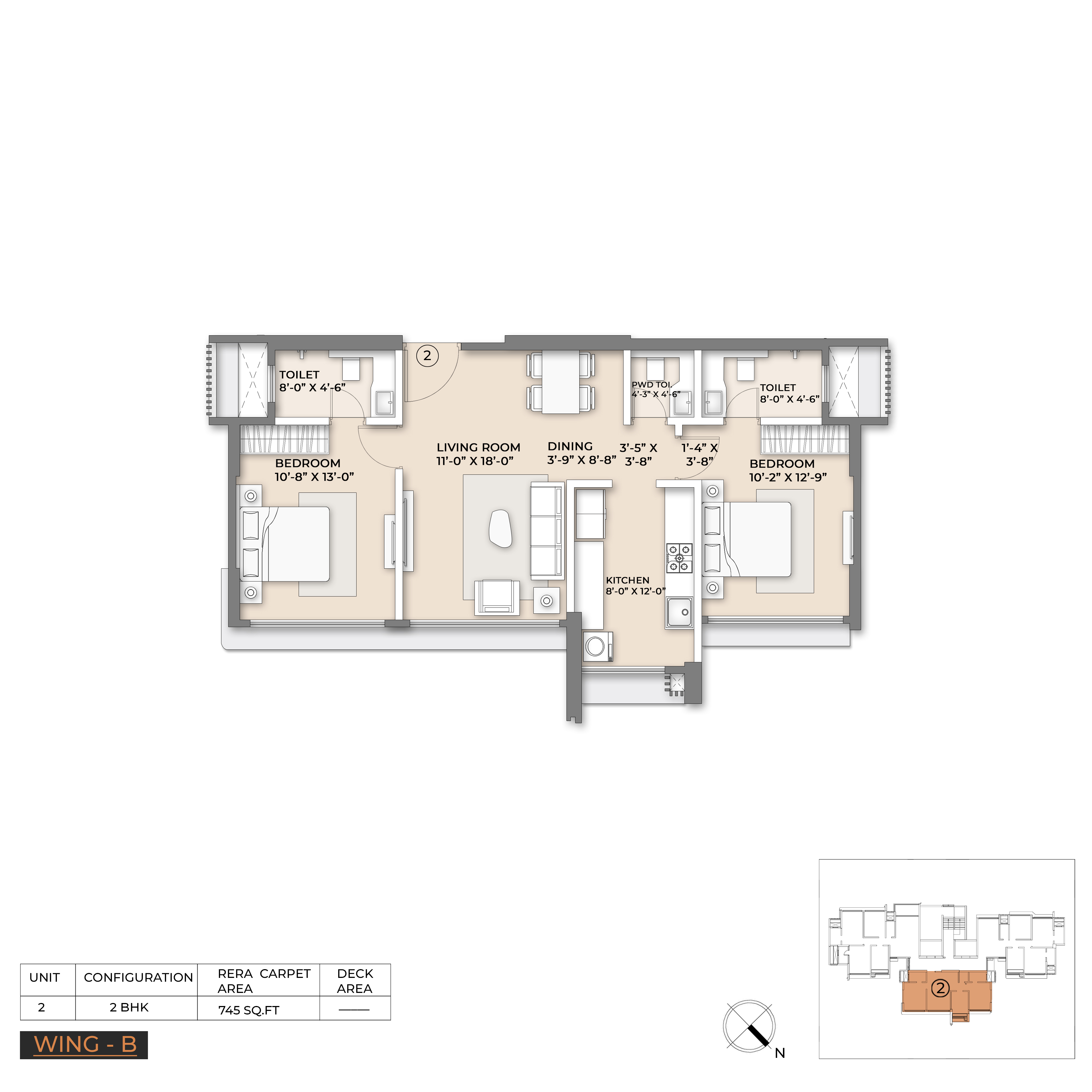 2 BHK Floor Plan